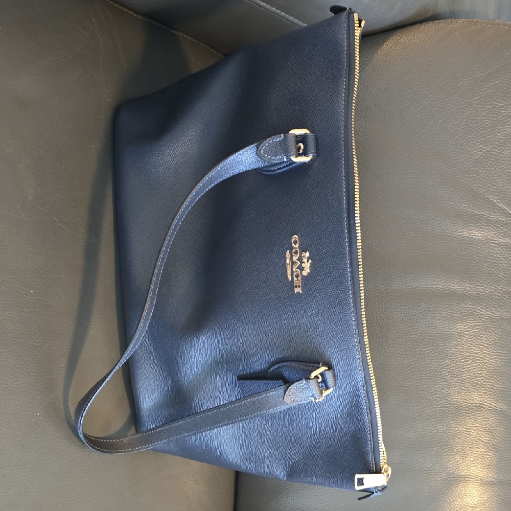 Coach Dark Blue Leather Tote
